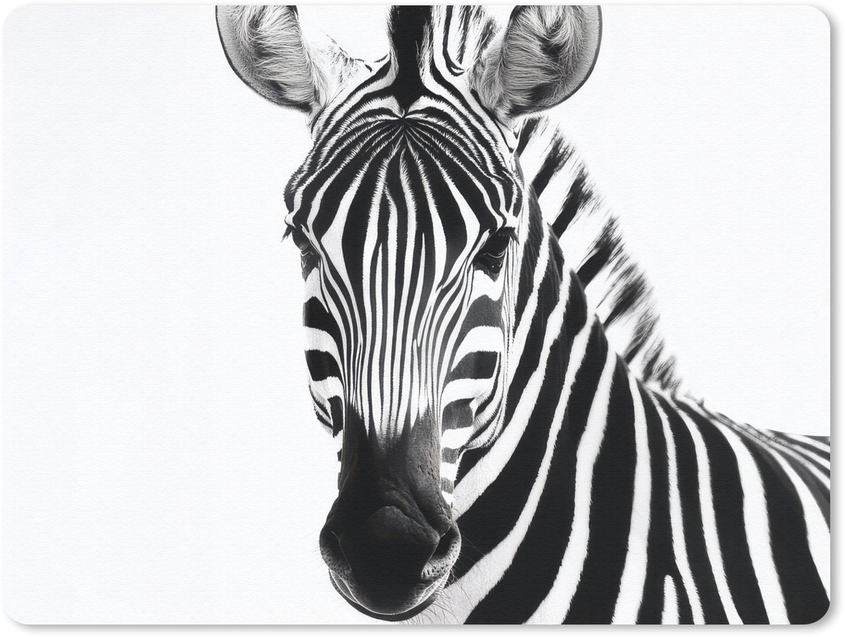 Muismat 23x19 cm - Mousepad Zebra - Close-up - Zwart - Strepen - Muismatten