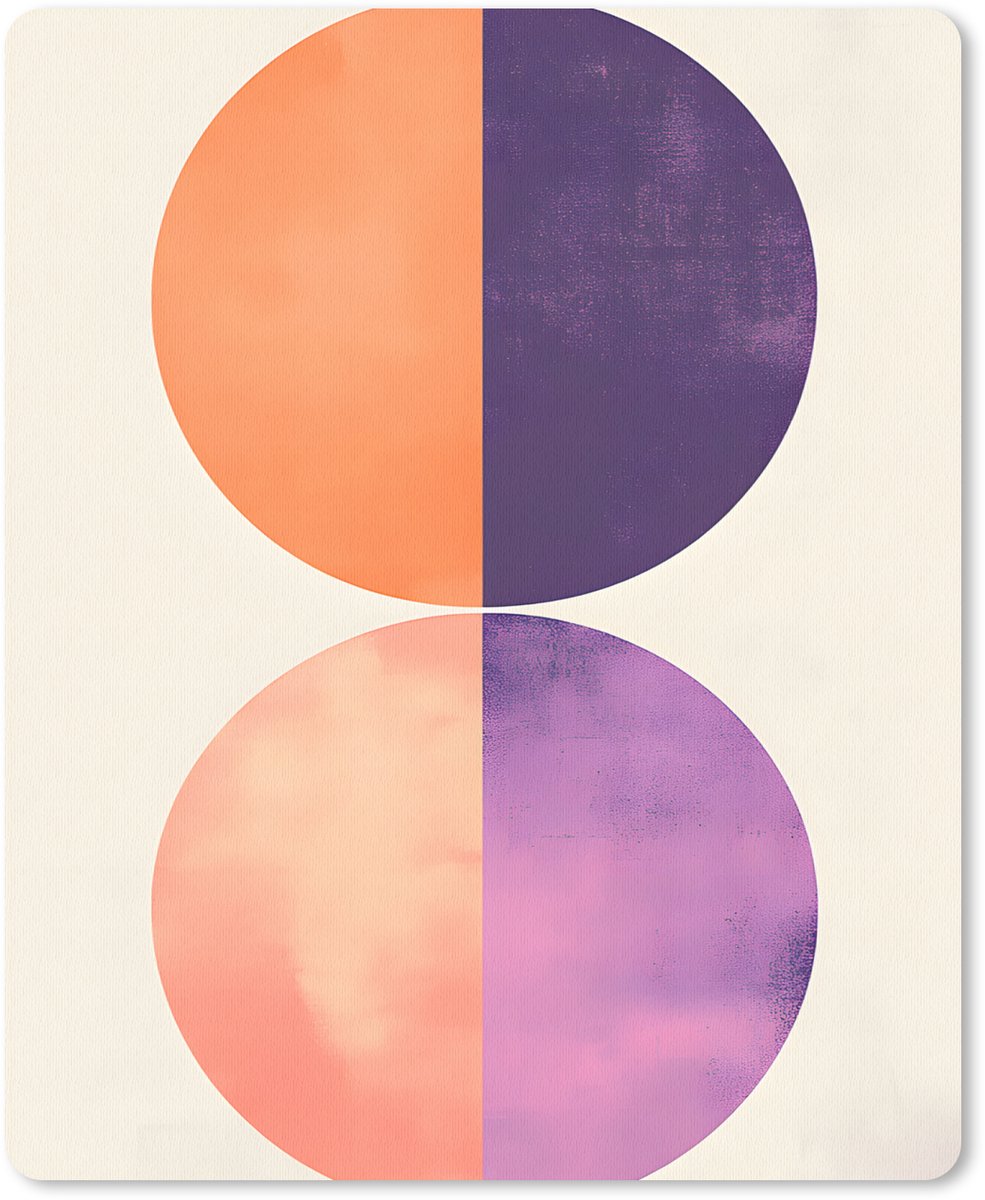 Muismat 19x23 cm - Mousepad Abstract - Cirkels - Paars - Muismatten