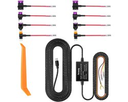 Dashcam-hardwirekit voor FOCUWAY T5/ T5 Pro/ T6/ D2 Duo/ D4 Duo-modellen, 4 meter dashboardcamera-autolaadkabelkit 12V-24V naar 5V, stroomadapter met LP/Mini/ATO/Micro2-zekering voor dashcam