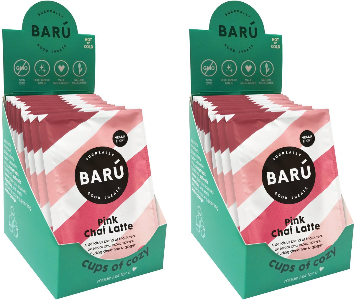 BARÚ Pink Chai Latte - Bundel met Sachets - 2 x 12 stuks - 24 porties