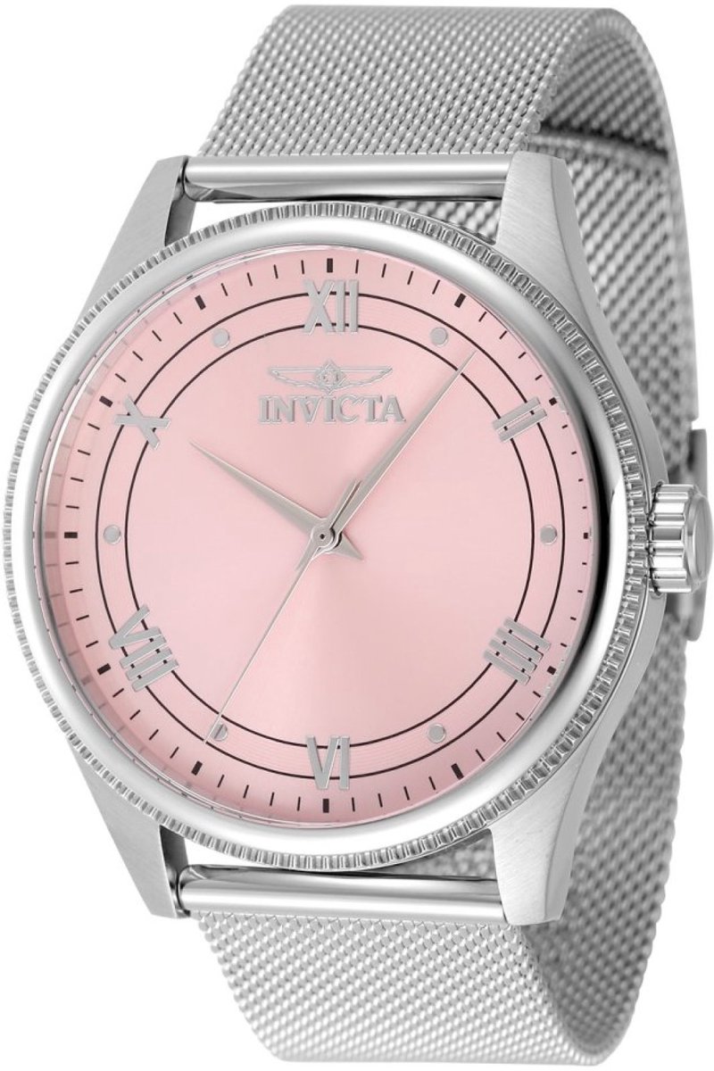 Invicta Celestial 48485 Heren Horloge - Waterdicht - Analoog - Quartz Uurwerk - Roestvrij Staal met roze Wijzerplaat - 43mm