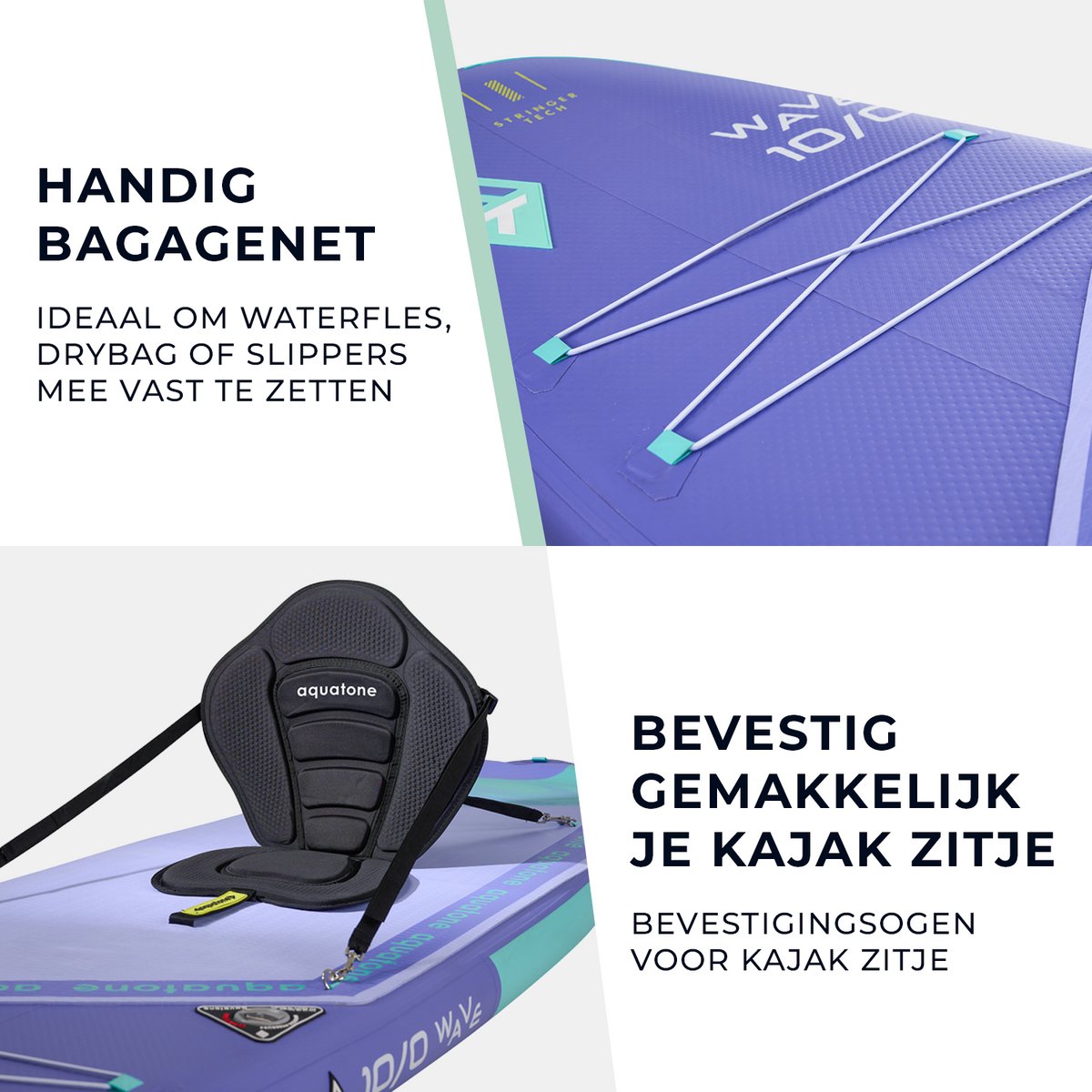 Aquatone Premium Wave SUP Board 10'0 - Opblaasbaar Paddle Board - Complete Set - Max. 120KG - 305x81cm - Paars/Blauw – foto 6