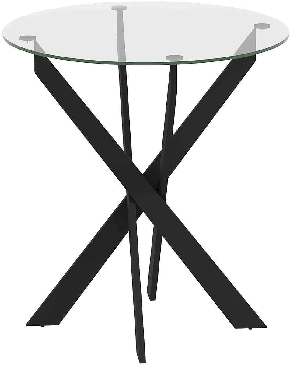 Merax Ronde Eettafel Ø70 cm Glasplaat Zwart Modern Design Voor 4 Personen Met Stalen Poten
