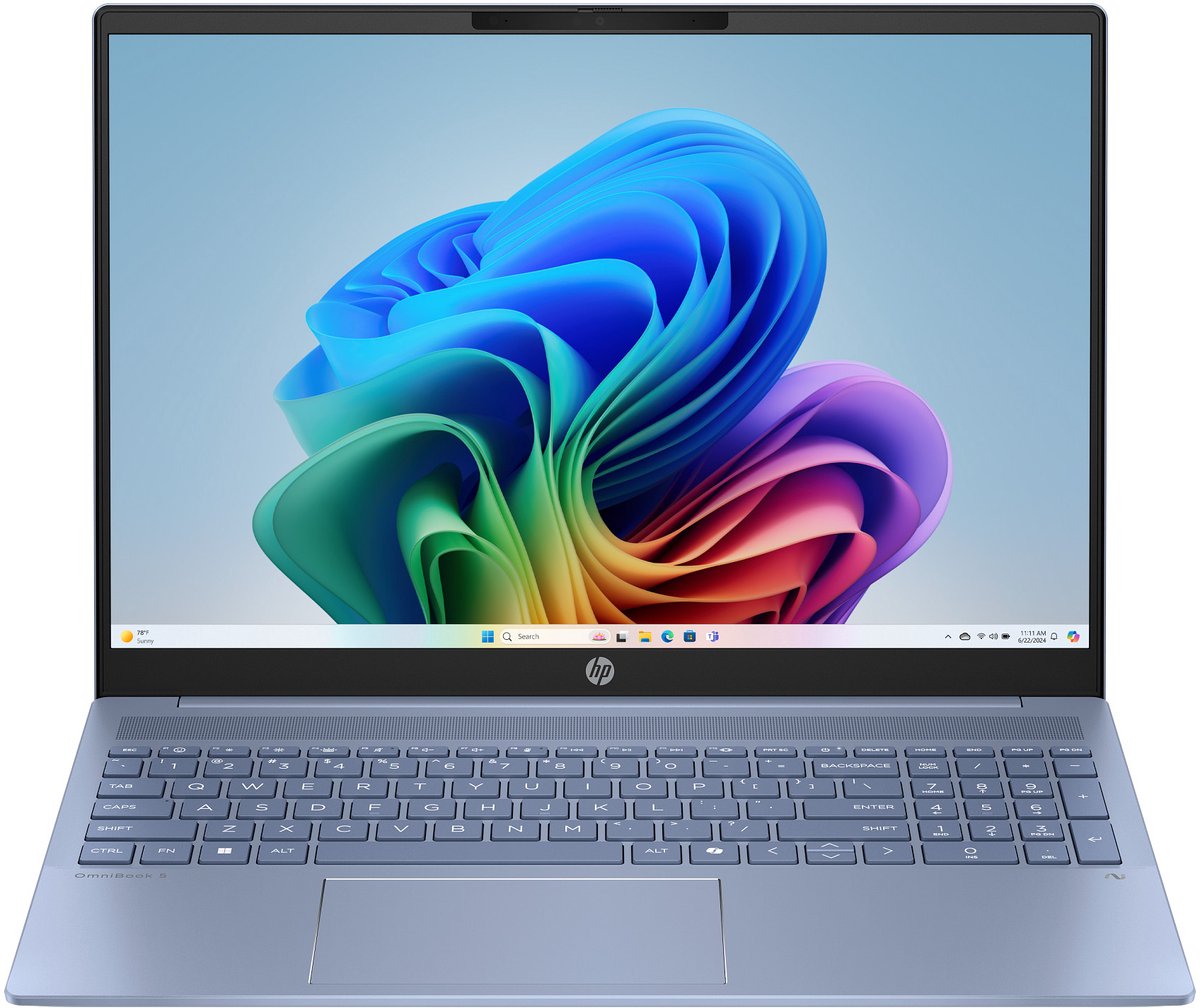 "HP OmniBook 5 NGAI 16-ag1072nd Copilot+ PC AMD Ryzen AI 7 350 Laptop 40,6 cm (16"") 2K 16 GB LPDDR5x-SDRAM 512 GB SSD Wi-Fi 6 (802.11ax) Windows 11 Home Blauw"