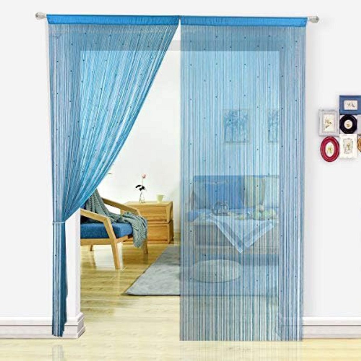CLGP® Deurgordijn Kralen - Macrame - 90x200cm - Blauw