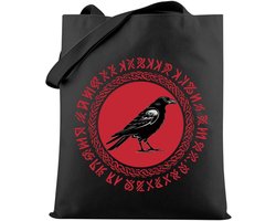 Allecto Plus - Viking Raven Tas voor Vogelliefhebbers - Scandinavisch Rune Geschenk - Donkere Academia Tas met Kraai - 75 karakters