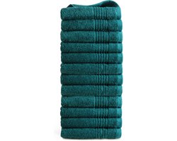 OUTLET BADTEXTIEL - set van 12 - handdoek 50x100 - turquoise