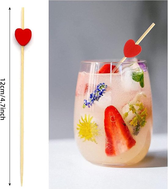 Bekecidi Bamboe Cocktailsticks, 100 stuks voedselprikkers natuurlijke bamboe knoop spiesjes fruitsticks bamboe tandenstokers cocktail garnituur stok voor drankjes, canapés, voorgerechten feest
