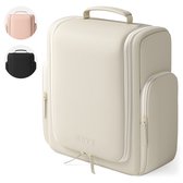 ONYX Toilettas Beige - Make Up Tasje - Cosmetica Organizer - Interne Organizers - Beautycase & Make-Up Spiegel - Toiletzak Hangbaar met Haak - Dames en Heren - Maat: L