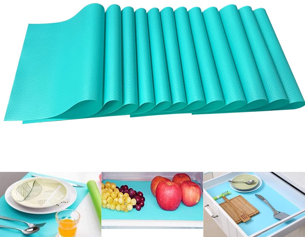 Ibenzoa® Duplex Koelkastinzet Sets – 12 Stuks, Blauw, Voor Groenten en Fruit, Veilig en Hygiënisch