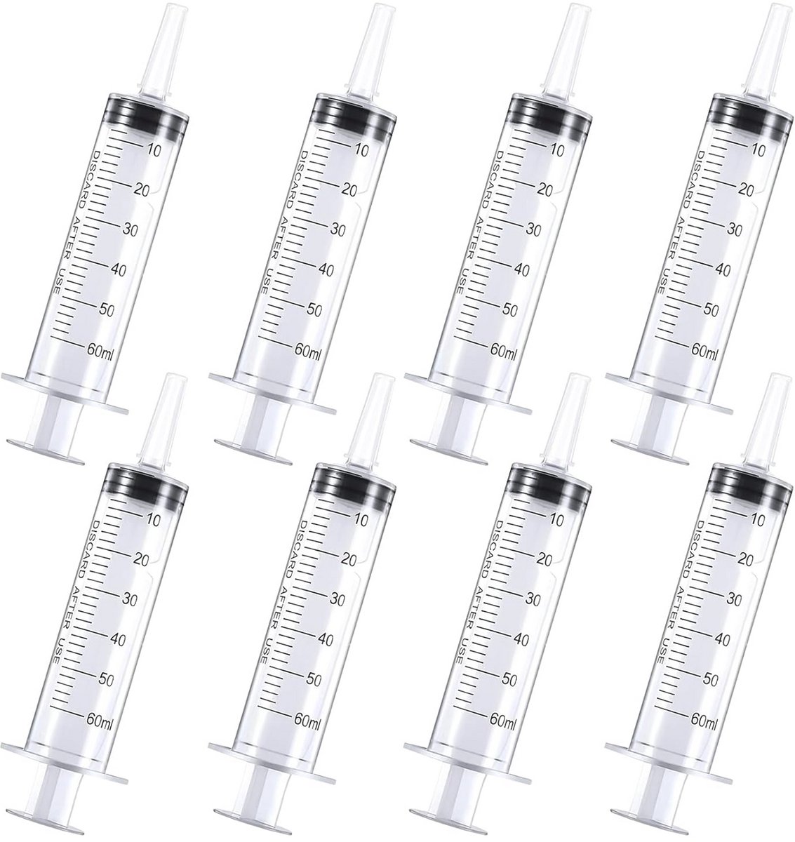 8 stuks 60 ml doseerspuiten - herbruikbare kunststof spuiten voor laboratoria