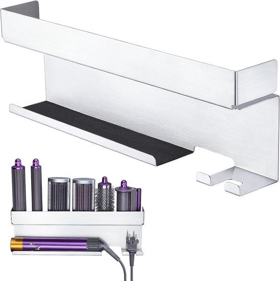 Linkidea 2 stuks wandhouder voor krulspelden, stijltang, stylinggereedschap, opslag, organizer, opbergrek voor badkamerhaaraccessoires (zwart