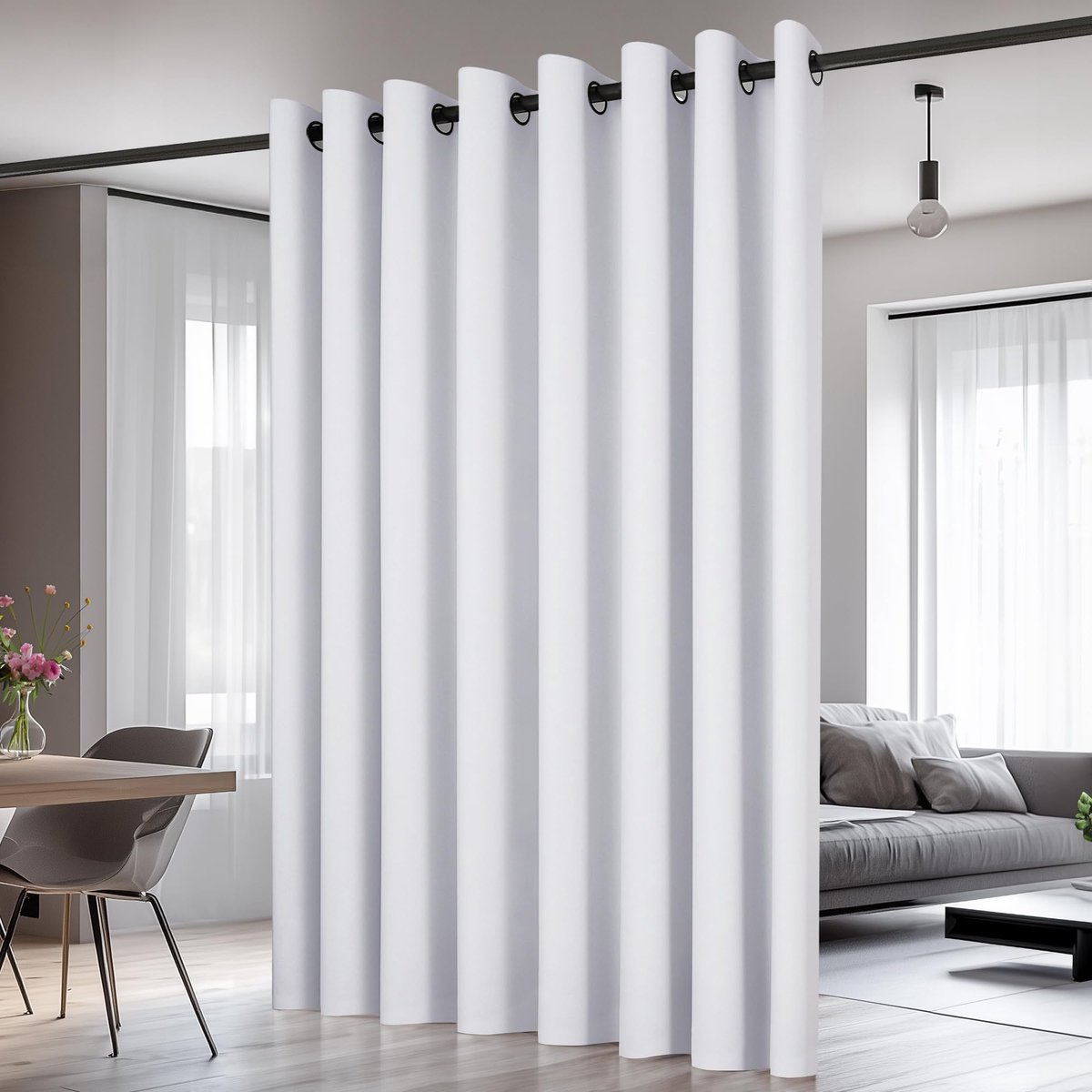 Ibenzoa® Ondoorzichtig Verduisterend Gordijn - 242x254cm - Zilvergrijs - Met Oogjes