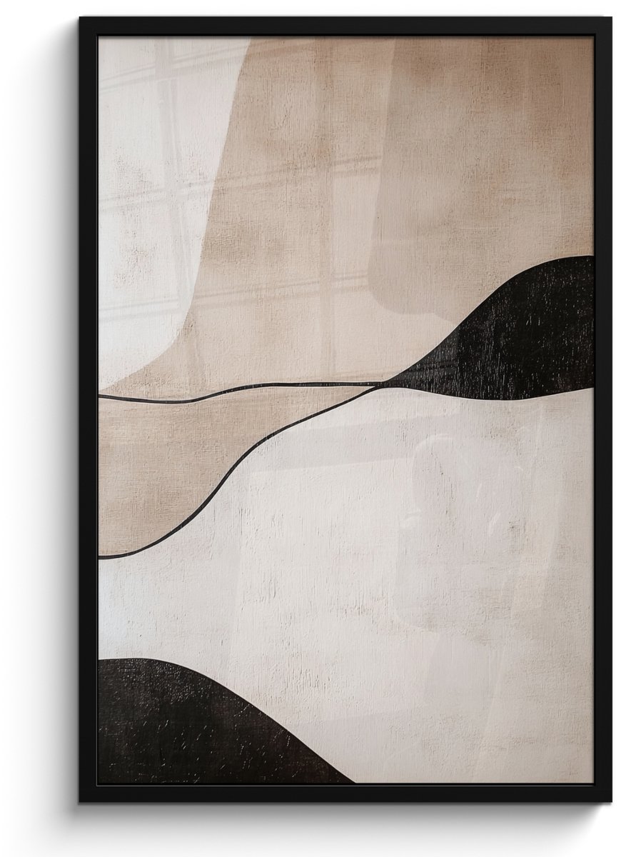 FrameYourWall Poster in lijst - Fotolijst 60x90 cm - Posters - Contourlijnen - Abstracte landschap - Posterlijst zwart - Decoratie - Wanddecoratie woonkamer - Muurdecoratie slaapkamer