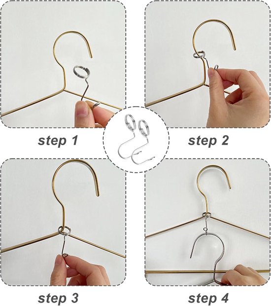 DEANKEJI Pack of 40 clothes hanger hooks, space-saving stainless steel coat hangers, coat hanger connecting hooks for clothes hanger connection to organize the space in the wardrobe van DEANKEJI — afbeelding 5