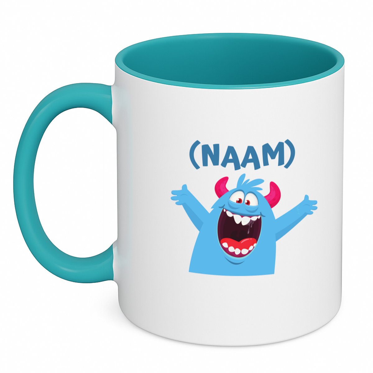 Hacebo® - Blauwe monster koffiebeker turquoise - Monster - kinderen - thee mok - koffie beker - leuk cadeau voor mijn kind - verjaardagscadeau - kado - gift - vriendelijke monster - koffiemok - 350 ML inhoud