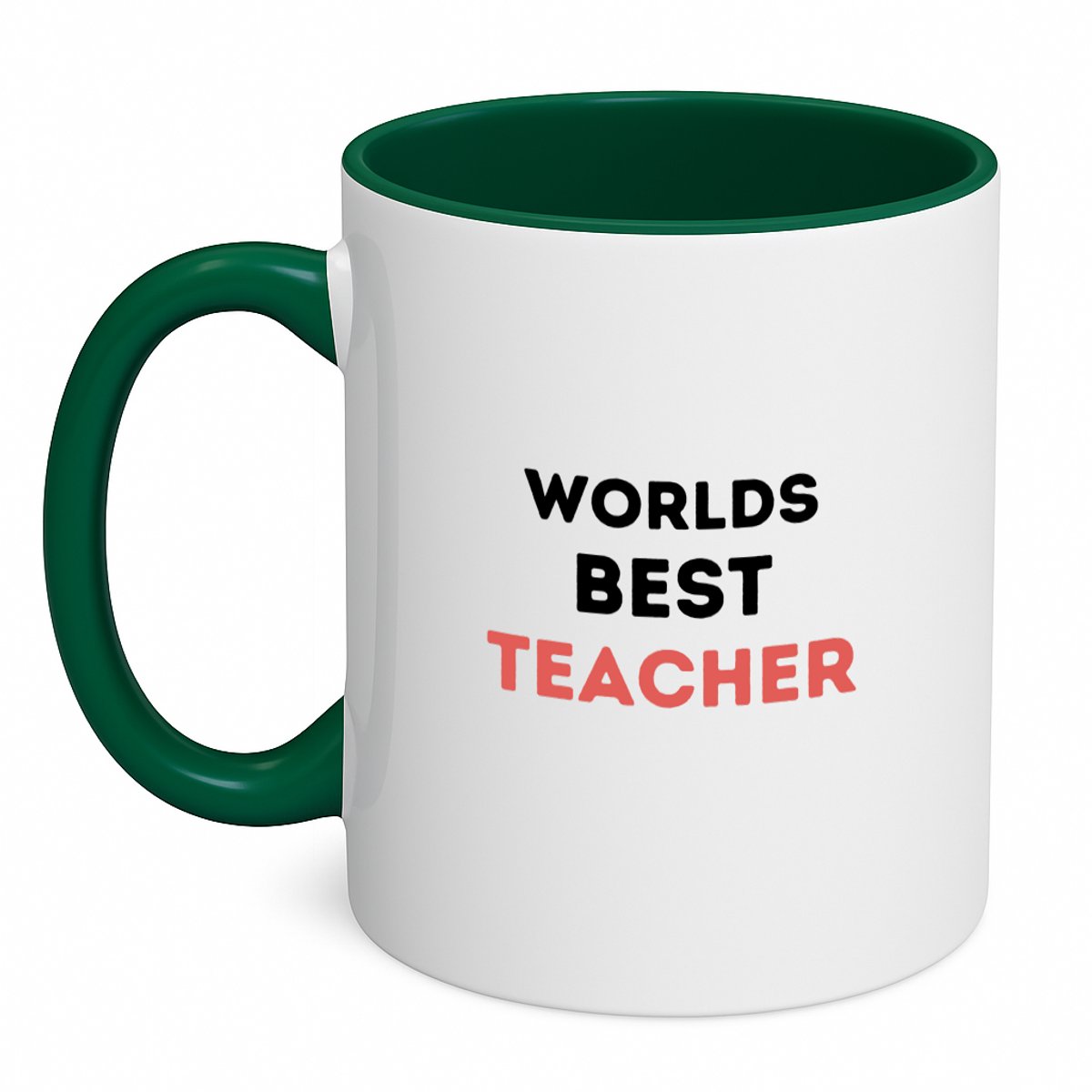 Hacebo® - worlds best teacher koffiebeker donker groen - de beste leraar/lerares - thee mok - koffie beker - juf - meester - verjaardagscadeau - verjaardag - cadeau - afscheidscadeau - geschenk - leuke cadeau - koffiemok - 350 ML inhoud