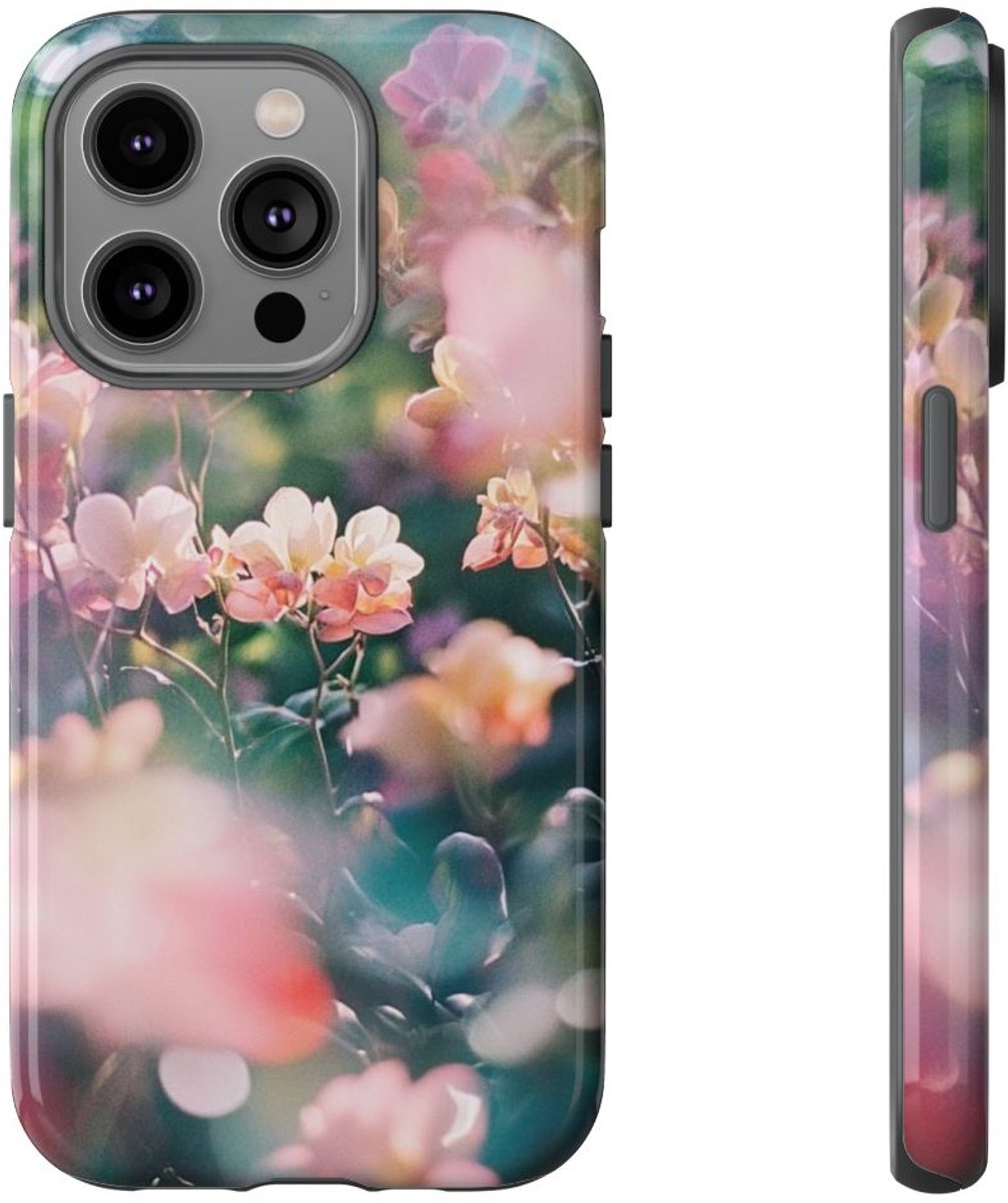 Zachte Roze en Perzik Bloemen – Telefoonhoesje Geschikt voor iPhone 14 Pro