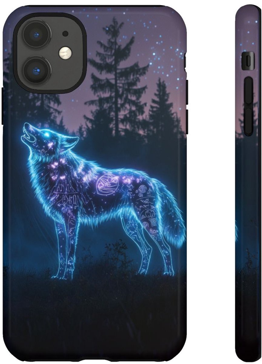 Gloeiende Wolf met Oeroude Symbolen – Telefoonhoesje Geschikt voor iPhone 11