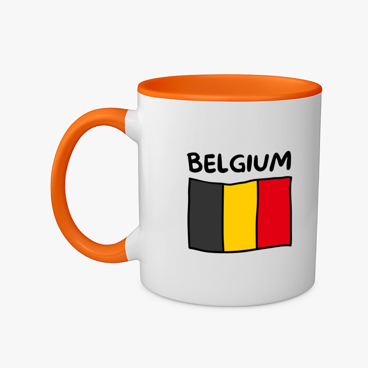 Hacebo® - Belgium vlag koffiebeker oranje - België - reizigers - thee mok - koffie beker - toerist - verjaardagscadeau - souvenir - vakantie - kado - gift - geschenk - koffiemok - 350 ML inhoud
