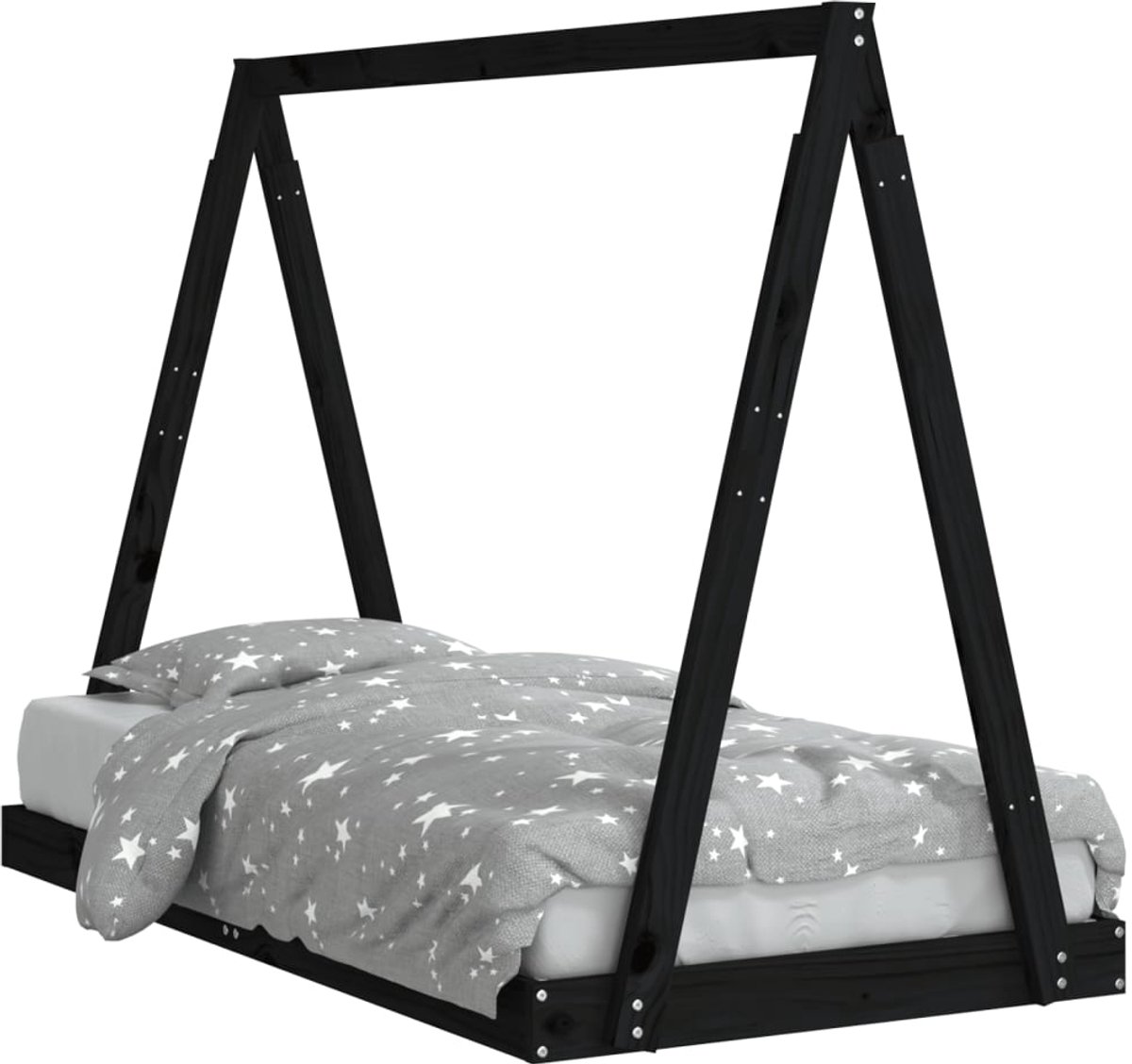 GranMaison Vloerbed – Laag Bedframe – Minimalistisch Design – Stevig en Comfortabel – Geschikt voor Elke Slaapkamer - Zwart
