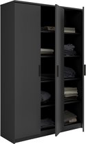 Interiax Opbergkast - Kledingkast 'Amelie' 3 deuren en 8 legplanken | Antraciet | 180x120x40 cm