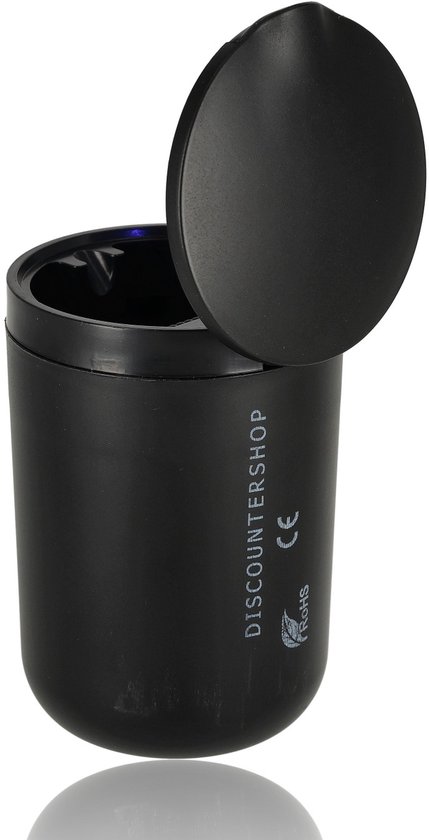 Auto Asbak 2 Stuks – Zwart met Deksel & LED – Rookvrije Asbak voor Auto & Vrachtwagen – Ø7 cm x 10.5 cm – Past in Bekerhouder – Geurloos & Veilig