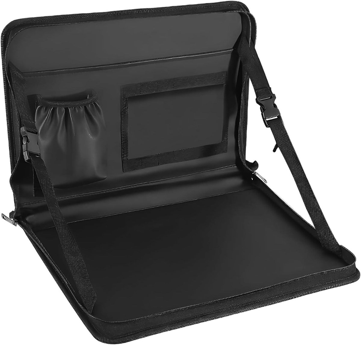 Allecto Plus - Multifunctionele 3-in-1 autobureau met bekerhouder en laptophouder voor auto - organizer voor werk en eten - kantoortas voor kinderen en pendelaars - ideaal voor familie - handig onderweg