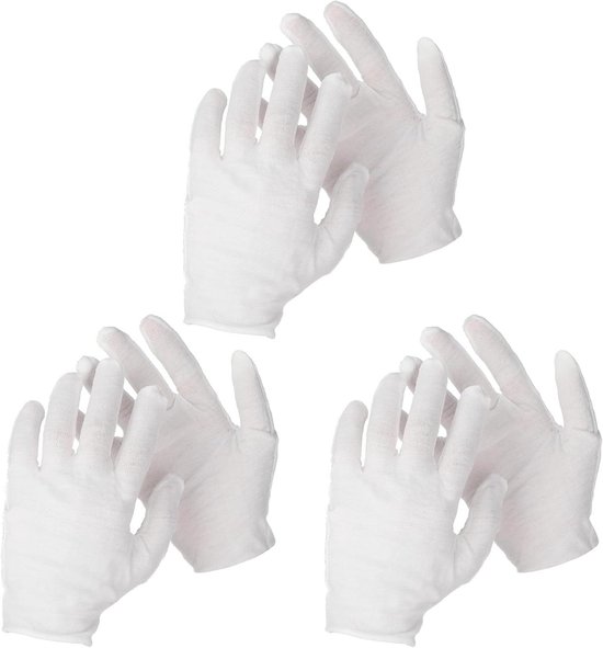 Cotton Handschoenen 3 Paar Witte Katoenen Handschoenen voor Droge Handen Hydraterende Eczeem Wasbare Katoenen Handschoenen voor Mannen en Vrouwen Bescherming Parade Sieradenfolie