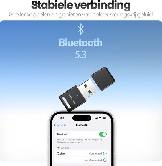 Xssive BTR02 Bluetooth 5.3 Transmitter & Receiver - USB Bluetooth Adapter Ontvanger voor Audio, PC etc., van Xssive — afbeelding 3