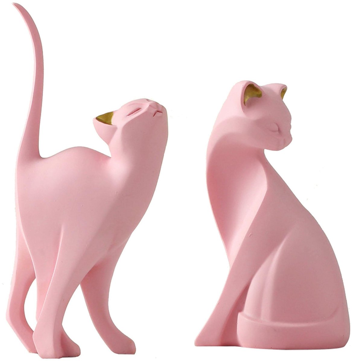 Ibenzoa Moderne Kattenbeeld Decoratie voor Woonkamer en Kantoor, Sculptuur voor Boekenplank en Tafel roze
