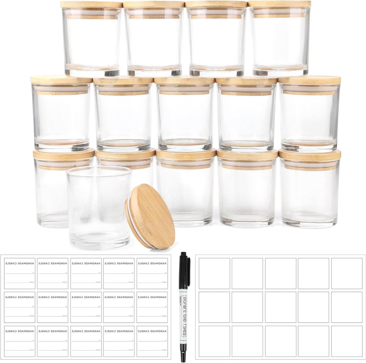 OXTXO Kaarsenpotten voor het maken van kaarsen, 7 oz glazen containers