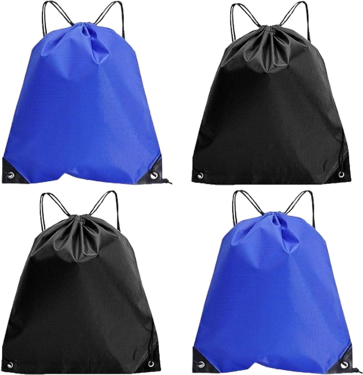 1162x1200.jpg Rugzak met Trekkoord PE - Set van 4 Stuks voor Sport en School - Geschikt voor Fitness, Reizen, Zwemmen - Kinderen en Volwassenen - Blauw/Zwart - Afmetingen 42x34cm - Afbeelding 1