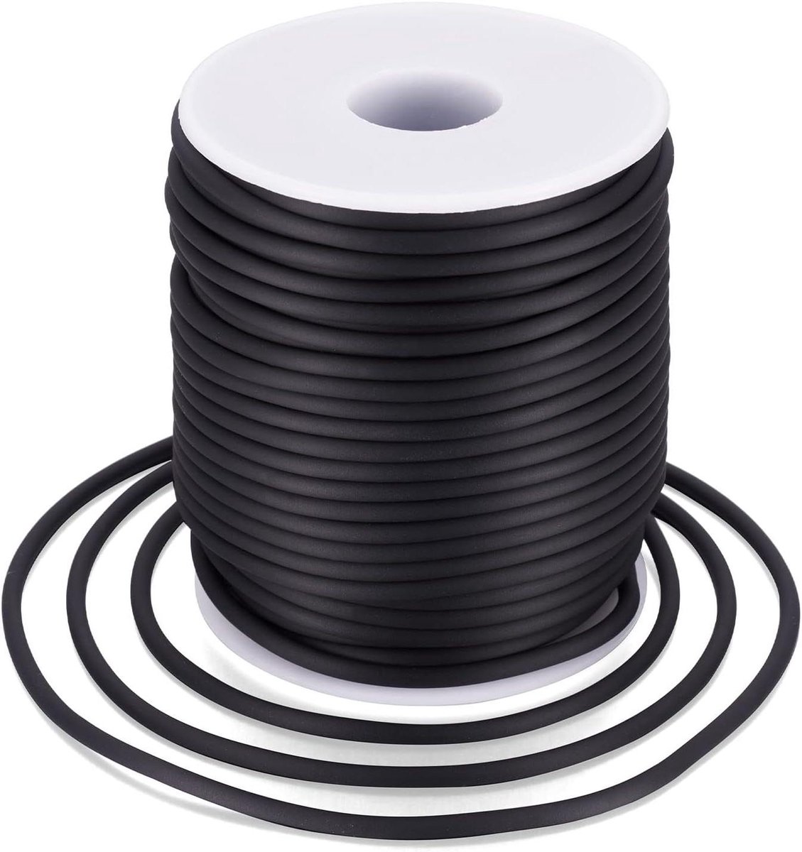 Inovra Plus - Synthetisch rubberen koord 3 mm - 328 Yards - PVC-buis koord zwart - Sieraden maken - Plastic spoel - Geen gat