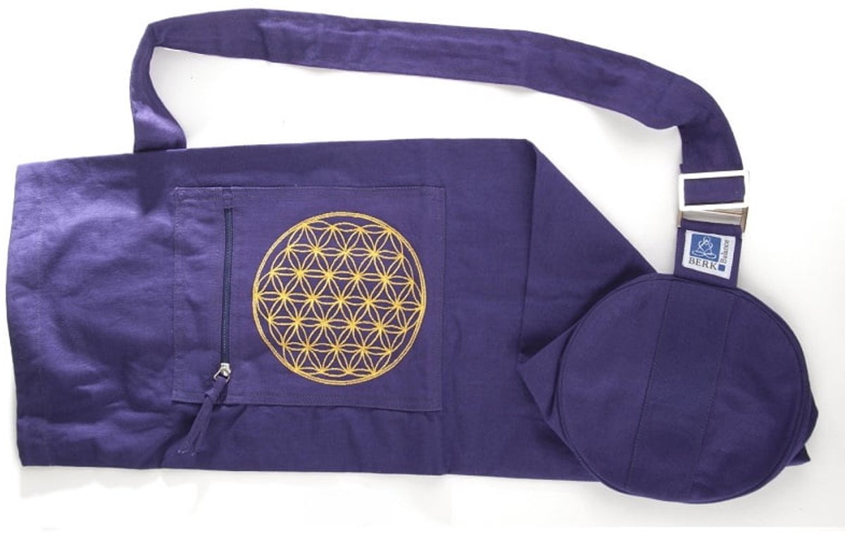 Yogatas lila met levensbloem
