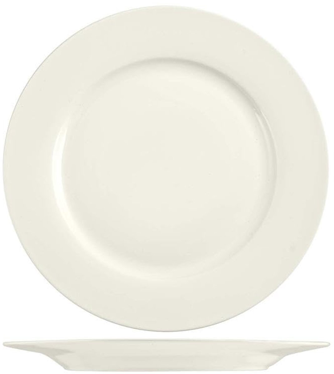 H&H set van 12 platte borden in nieuw bone china, 26 cm