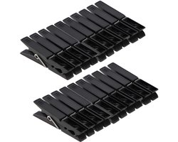KADAX wasknijpers, 20 x knijpers van robuuste kunststof, kleurrijke sokkenklemmen, windbestendige klemmen voor binnen en buiten (zwart V2)