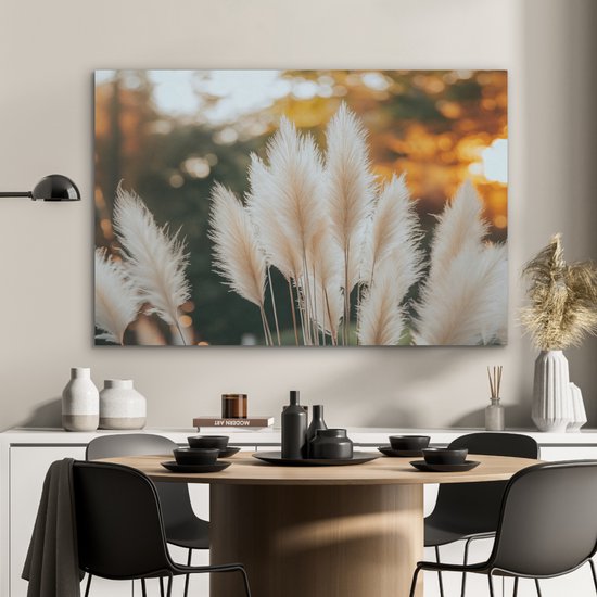 Akoestisch wandpaneel 100x70 cm - Vilt schilderij Pampasgras - Pluimen - Sierlijk - Akoestische panelen - Geluidsdempende wanddecoratie - Geluidsisolatie woonkamer - Muurdecoratie geluidspanelen