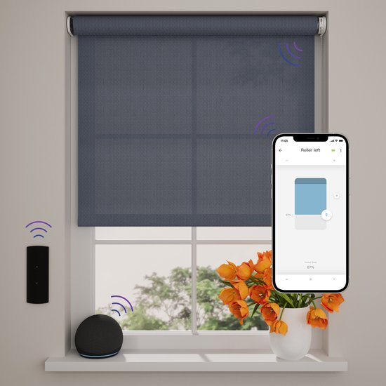 Store enrouleur électrique Easy Fibre - Translucide - Blue - 110 x 190 cm - CMD-02-P