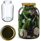KADAX Inmaakpotten, 4 liter, diameter van 100 mm, inmaakpotten, inmaakpotten, ronde potten (1 stuk, gouden deksel)