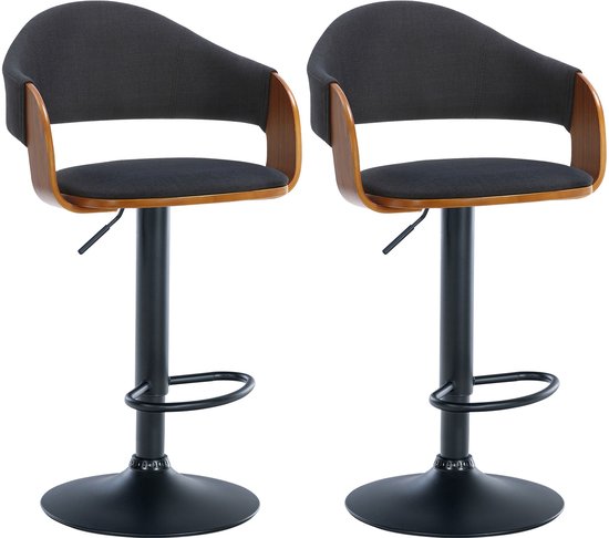 Barkruk set van 4 van ABS-kunststof, draaibare barkrukken, in hoogte verstelbaar, 55 tot 75 cm, barstoel, keuken voor patio, bar, woonkamer, ontbijt (4, zwart