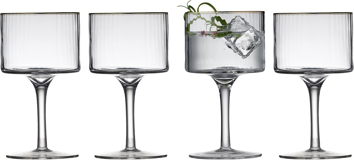 Lyngby Glas - Cocktailglas Palermo gold rim (set van 4) - Wijnglazen