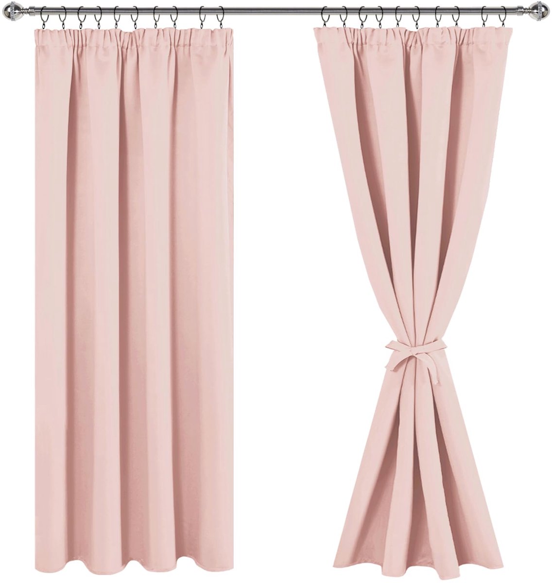 Unyqoos Grote Roze Verduisteringsgordijnen met Thermofunctie voor Woonkamer en Slaapkamer - Set van 2, 200x140 cm