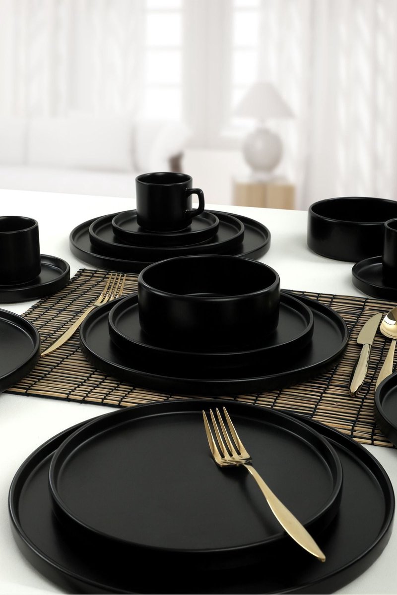 Keramika Serviesset - Mat Black Stackable - 20 delig - 4 persoons - Stoneware