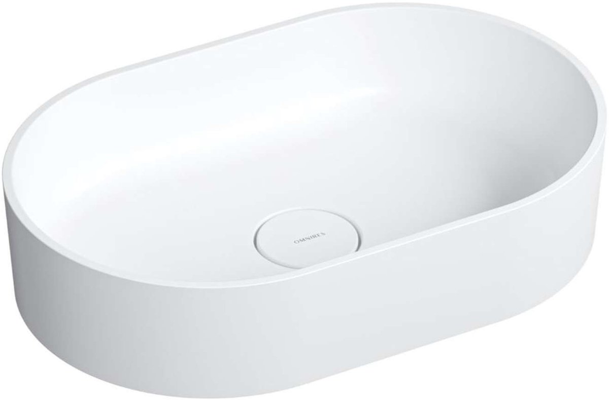 OMNIRES Ovo M+ - Opzetwastafel, 55x36 cm, zonder overloop, mat wit OVOUNBM