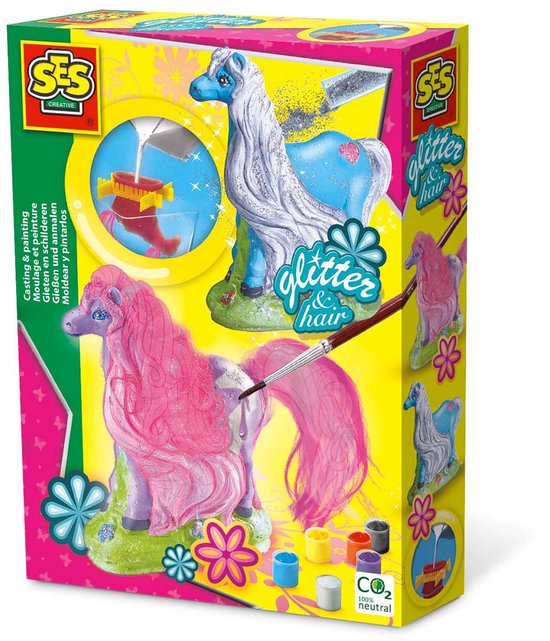 SES Creative - Hobby Pink - Gieten en Schilderen - Paard met Manen - Knutselen Meisjes - Sneldrogend - Vanaf 5 jaar