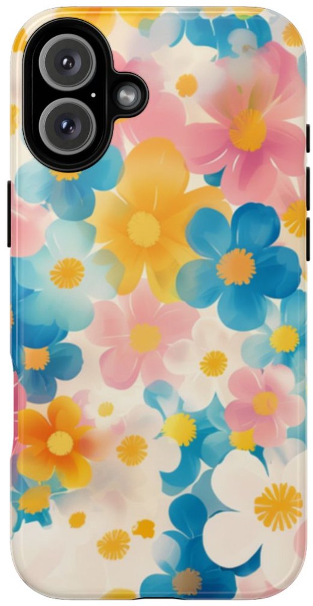 Vrolijk Pastel Bloemenpatroon – Telefoonhoesje Geschikt voor iPhone 16 Plus