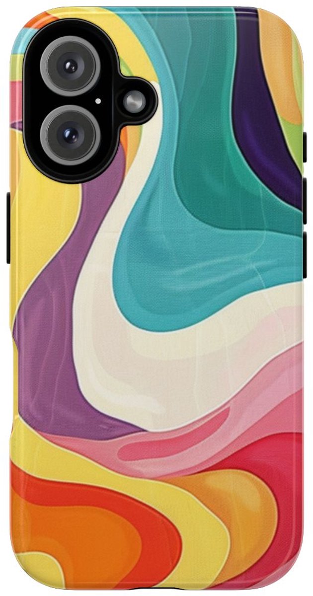 Vrolijk Kleurrijk Abstract Golvenpatroon – Telefoonhoesje Geschikt voor iPhone 16