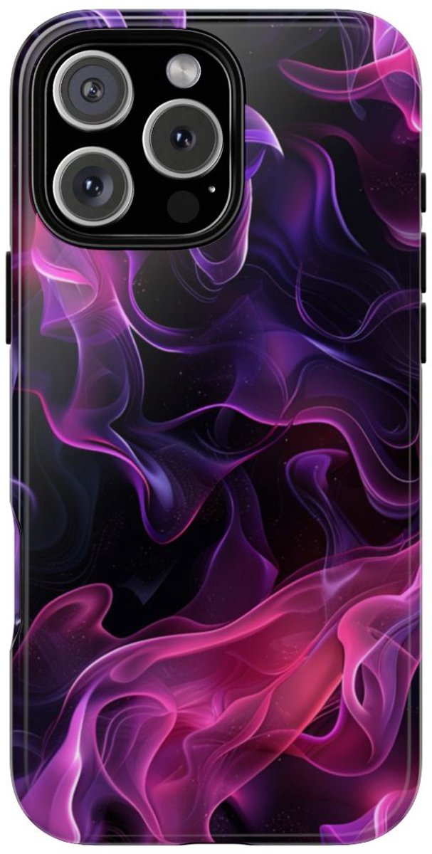 Violette en Roze Abstracte Vlammen – Telefoonhoesje Geschikt voor iPhone 16 Pro Max