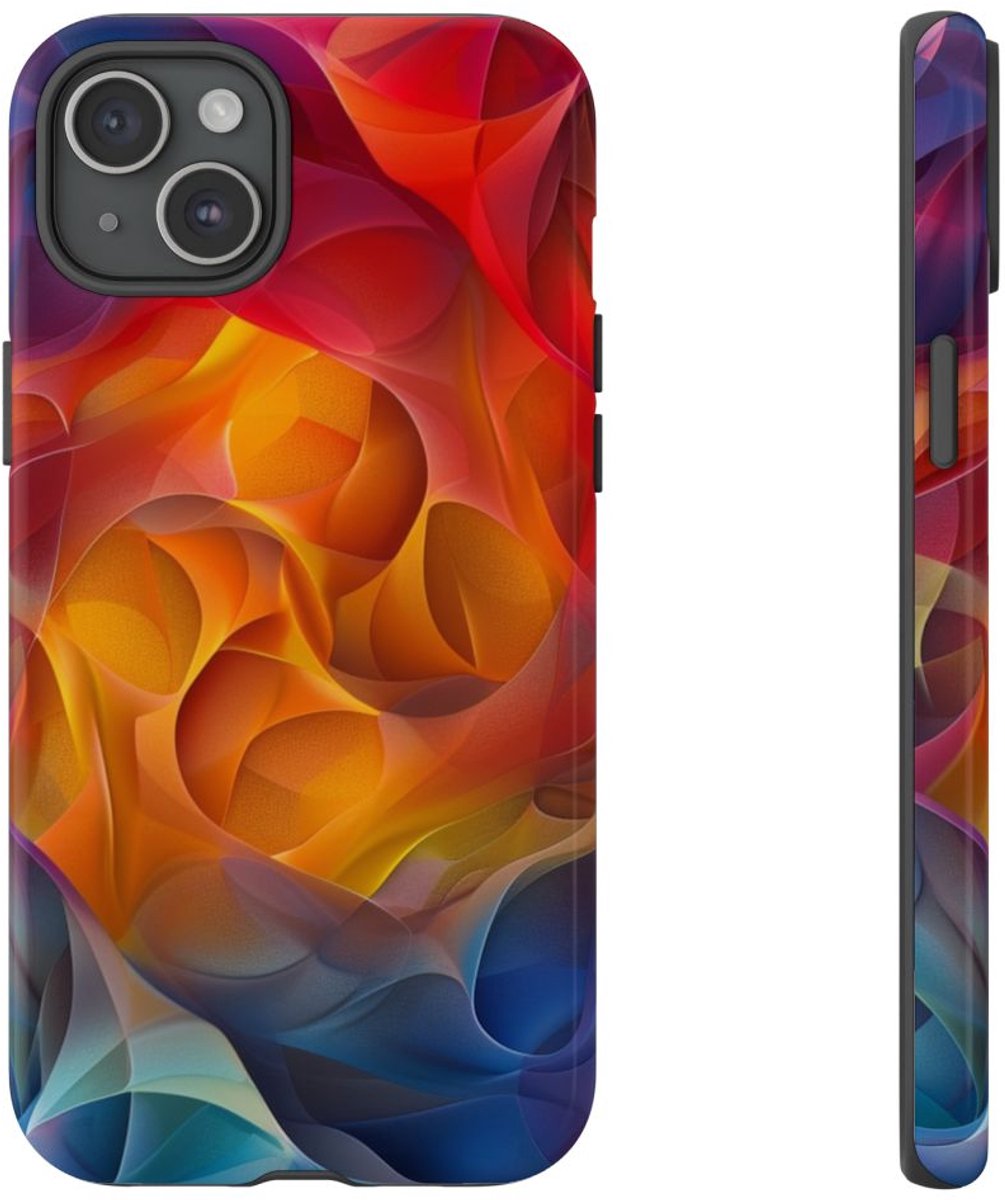 Kleurrijke Abstracte Vloeiende Vormen – Telefoonhoesje Geschikt voor iPhone 15 Plus